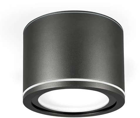 EDO Foco de Techo Superficie IP54 Exterior/Interior UMA Antracita Impermeable con 6W LED 4000K GX53 490lm 230V - Ø90*60mm Lámpara de Techo Moderna Redonda Spot Aluminio, Iluminación Baño, Cocina