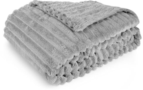 Aomig Faux Rabbit Fur Throw Blanket, Reversible Blanket Plush Fluffy Blanket, Super Soft Blankets Fuzzy Throw Blanket, Fuzzy Warm Cozy Fluffy Fur Blanket for Bed Sofa Couch Home Decor, 100 * 150