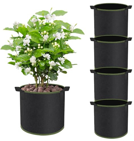 CHIHOLEN Lot de 4 Sacs de Plantation de 4 l en Tissu Non tissé avec poignées pour Pommes de Terre, tomates et Fraises, pour Balcon, terrasse, Serre et Jardin, 1 Gallon