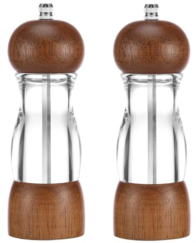 Foppla Juego de 2 molinillos de sal y pimienta, molinillos de sal y pimienta recargables, grosor ajustable, para cocina profesional o casera