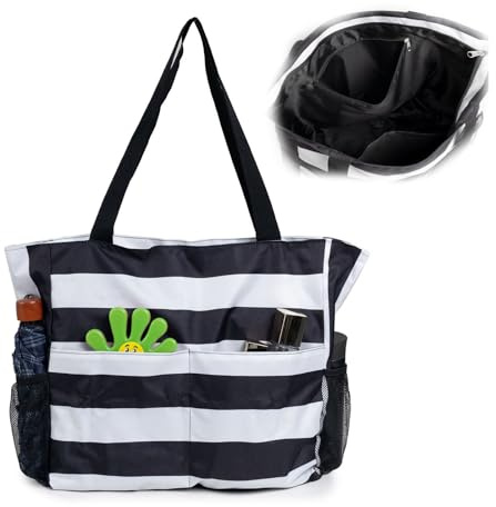 Furforstk strandväska dam 43 x 38 x 15 cm stor strandväska vattentät stor dragkedja strandväskor med flera fickor strandväskor dam strandväska för strandresor, pool, gym