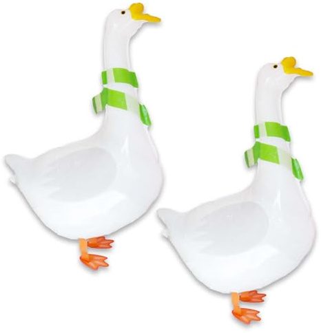 Walking Goose Helium Balloon Decorations, Adorable Silly Goose Wearing a Scarf Mylar Balloons Set of 2 with Ribbon and Straw for Kids Birthday, Baby Shower, Animal-themed party Decoration