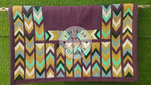 EQUIGEAR Western Ranch Horse Satteldecke aus neuseeländischer Wolle, Western-Design, handgefertigte Satteldecke, Wollpolster, Sensor Flex (Anpassung möglich) ZA32 (34 x 32)