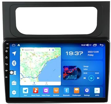 HTXPSM Android 11 Doble DIN Pantalla Táctil Receptor Estéreo para Auto GPS Navegación por Satélite para Volkswagen Touran 2011-2015 Reproductor Multimedia con Pantalla Táctil de 9'' WIFI Bluetooth TP