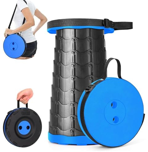 Sgabello pieghevole portatile, sgabello telescopico per campeggio, pesca, escursionismo, viaggi, giardino, barbecue, all'aperto, interni, leggero, regolabile, in plastica, pieghevole, carico massimo