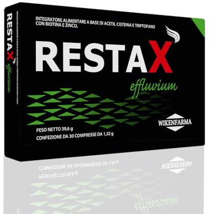 RestaX Effluvium Primo integratore per telogen effluvium e caduta di capelli da stress e cambio stagione con N-Acetilcisteina Zinco Triptofano. Ferma assottigliamento e diradamento, stimola ricrescita