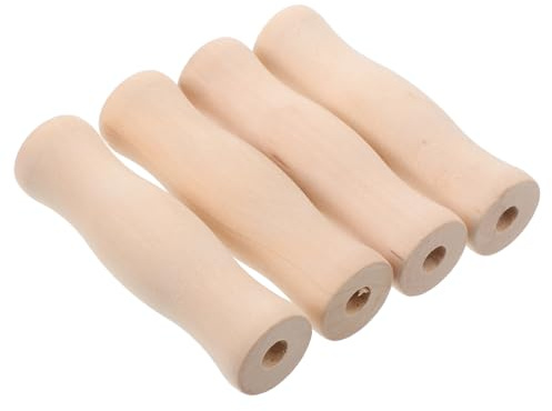 Lurrose Utensilios de Cocina de Madera para Barbacoa Mangos Antideslizantes 4 Piezas Material Duradero para Cocinar Libre y Camping Diseño Orificio