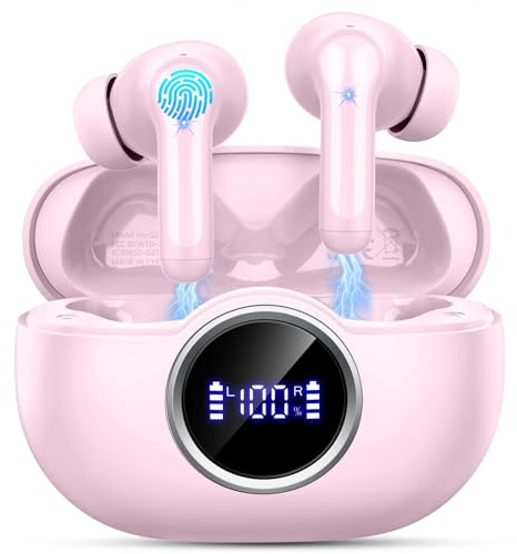 Rinsmola Wireless Earbuds, Bluetooth 5.4 Ear Buds 2025 New Wireless Headphones with 4 ENC Mics/Noise Cancelling in Ear Headphones, Deep Bass Stereo Earphones 36H Playtime, IP7 Waterproof/USB-C Headset