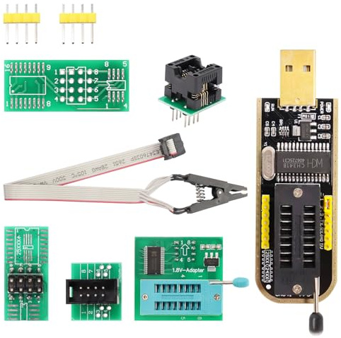 AYWHP S018 SOP8 Test Clip,USB BIOS Programmierer V1.8, CH341A Programmer + SOIC8 Clip + 1,8V Adapter + SOIC8 Adapter für EEPROM 25CXX / 24CXX Serie für Eeprom Programmer