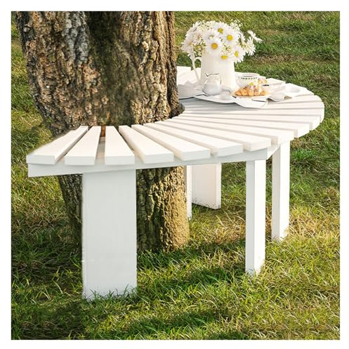 Halvcirkelformad Trädbänk, Utomhusmöbler Dekoration Sittplatser, Trädgård Balkong Blomställning, Fri Kombination Av Former, Kapacitet 400KG(White)