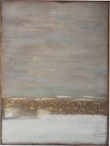 Kare Design Leinwandbild Abstract Horizon, Beige, 75x55 cm | Holz, Wandbild, Wandkunst, Abstrakt, mit Holz Rahmen, handgemalt