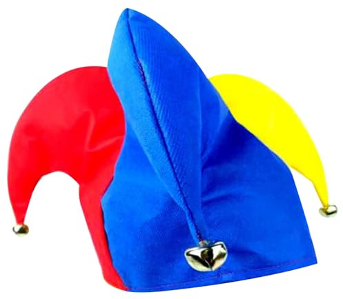 Xoeryoy Court Jester Hat, Funny Harlequin Clown Hat with Bells, Uniform Size, Court Jester Costume Accessory for Festival Party