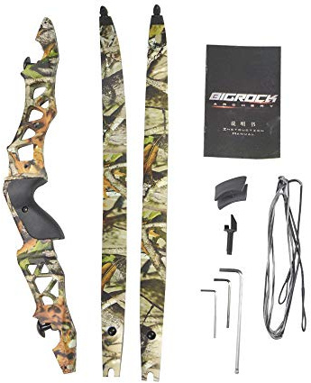 FQH 50/60 lbs ILF Recurvebogen 64 Zoll Langbogen Takedown-Griff für Rechtshänder Pfeile Outdoor Jagd Zielschießen (50 LBS)