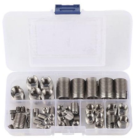 Dioche Jeu d'inserts Filetés Autotaraudeurs en Acier Inoxydable, 10 Mm, 50 Pièces, Outil de Réparation de Filetage Intérieur Durable avec Haute Résistance et Résistance aux Vibrations