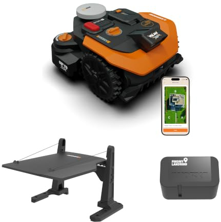 WORX Vision Cloud 2WD WR308E Robot Tondeuse 800 m² sans Fil périphérique + Garage + Antivol (évitement d'obstacles IA, Navigation VSLAM + RTK Cloud, cartographie Auto, contrôle Via app, Cut-to-Zero)