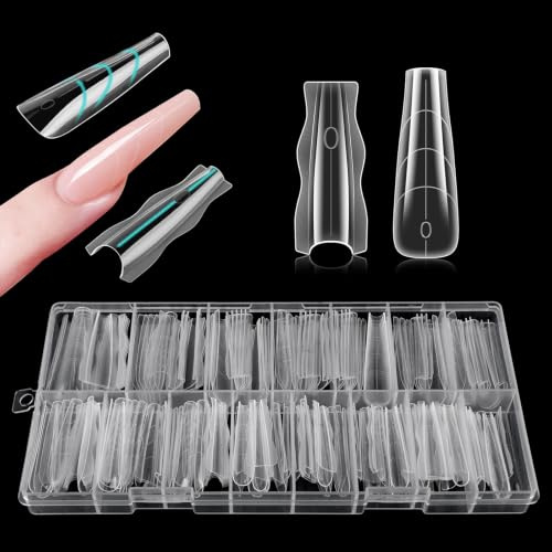180 Piezas (15 Tamaños) Moldes de Uñas Sandwich, Reutilizables Polygel Uñas | Transparent Top & Bottom Dual Nail Forms, Sin Moldes de Papel, Sin Desbordamiento, para Principiantes y Salón de Manicura