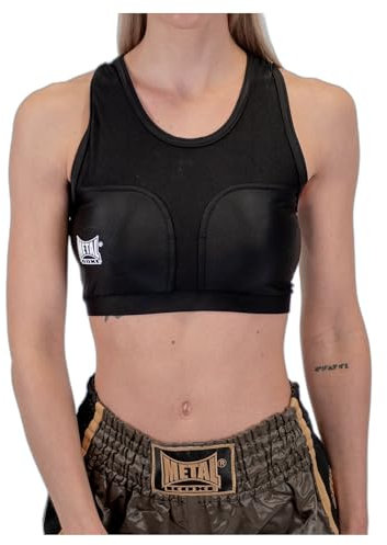 METAL BOXE - Reggiseno con coppe di protezione per il seno, da donna, taglia XL, nero