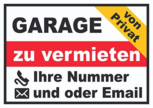 HB-Druck Garage zu vermieten von privat Schild A3 (297x420mm)