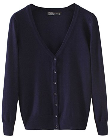 Cárdigan Mujeres Chaqueta de Punto Básico de Manga Larga con Botones Rebecas Armada XL