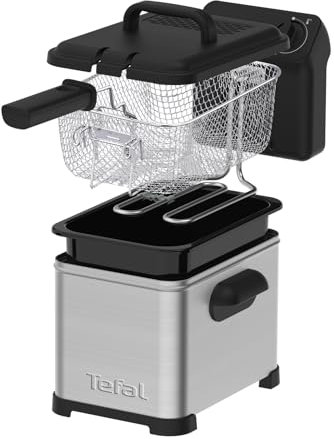 Tefal Family Pro Access 4,0L Fritteuse, 3000 Watt, semiprofessionell mit Öl, herausnehmbarer Ölbehälter, Kühlzonen-Technologie, leichte Reinigung, knusprige Pommes, Edelstahl, schwarz, FR5030