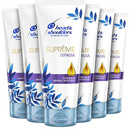 Head & Shoulders Suprême Repair Anti-Schuppen-Balsam mit Arganöl, für Haut und Haare mit Sublimator-Inhaltsstoffen, 6er Pack (6 x 220 ml)