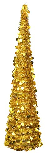 vidaXL Pop-Up Künstlicher Weihnachtsbaum Christbaum Tannenbaum Dekobaum Kunstbaum Weihnachten Dekoration Weihnachtsdeko Baum Golden 180cm PET