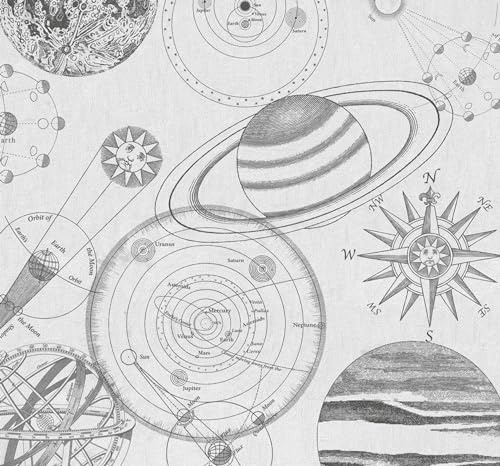 Komar Vlies Fototapete - Cosmos Sketch - Größe: 300 x 280 cm (Breite x Höhe) - Kinderzimmer, Tapete, Wandtapete, Weltraum, Planeten, Universum- IAX6-0017