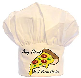 NJM PERSONALISED Pizza Slice Cartoon Print ADULTS CHEFS HAT