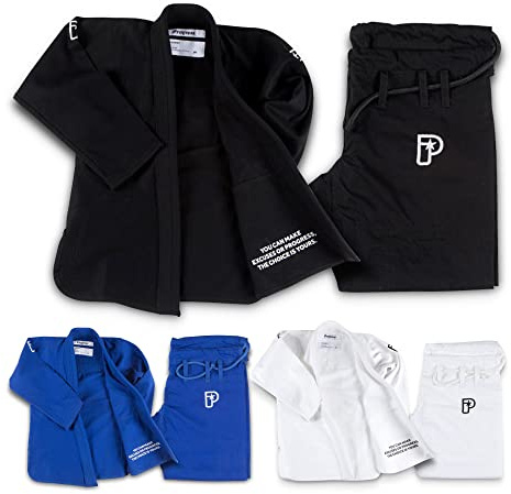 Progress Jiu Jitsu Kids Academy Gi | BJJ Gi for Kids with Free White Belt | Lightweight Kids Kimono | Tear-Resistant Kids BJJ Gi | Youth Jiu Jitsu Gi for Training & Competition |