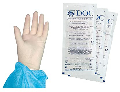5 paia guanti chirurgici sterili taglia 7 per cassetta pronto soccorso lattice senza polvere
