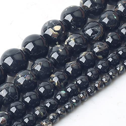 Naturstein, Türkis, Achate, Tigerauge, runde, lose Steinperlen, 4/6/8/10/12 mm, geeignet für die Herstellung von DIY-Charme-Schmuck, schwarze Schale, Howlith, 4 mm, ca. 91 Stück