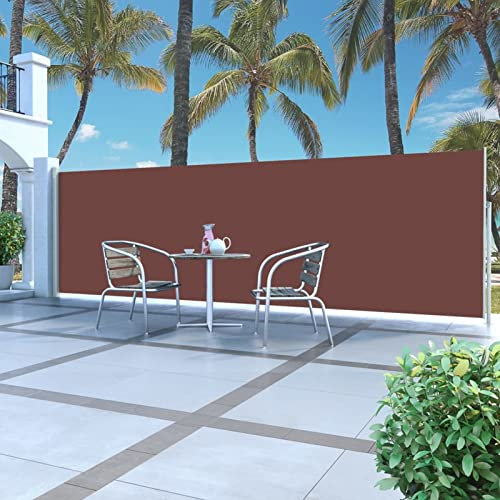 Goliraya Ausziehbare Seitenmarkise Ausziehbar Sichtschutz Gartenmarkise Sichtschutz Seitenrollo, für Balkon, Terrasse, Garten,160x500 cm Braun