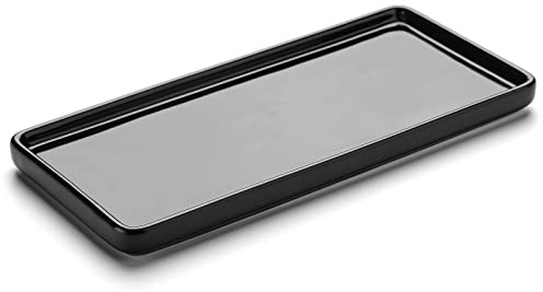 Gurygo - Vassoi da bagno da 15,2 cm, vassoio in ceramica per bagno, piccolo vassoio in ceramica, vassoi per sapone da cucina per bancone della cucina, organizer per vasca da bagno (nero)