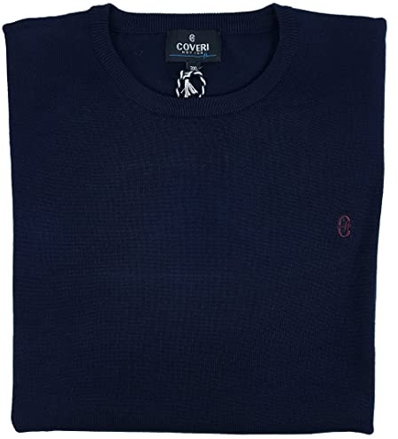 Coveri Maglia Maglione Pullover Uomo Slim Fit Girocollo Colorato M L XL XXL (XXXL - Blu)