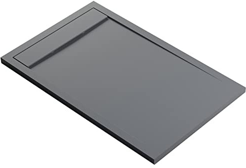 Bernstein Duschtasse New York 90x140 cm Betonoptik, Flache Duschwanne in Steinoptik, Rechteckiges Duschbecken aus Verbundwerkstoff, Rutschhemmende Gel-Coat-Oberfläche, Ohne Ablaufgarnitur