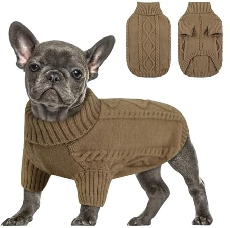 Queenmore Hundepullover Grosse Hunde Wärme Dackel Hundepulli Strick Pullover Hund Strickmantel Mit Zopfmuster Hundepullover Französische Bulldogge Bulldog Chihuahua Katzen Corgi, Braun, L | Pullover Hund Strickmantel mit Zopfmuster Hundepullover Französische Bulldogge Bulldog Chihuahua Katzen Corgi, Braun, L