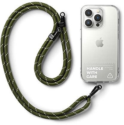 Ringke Holder Link Strap with Clear TPU Tag, Adjustable Crossbody Polyester Rope Lanyard for Universal Smartphone Case