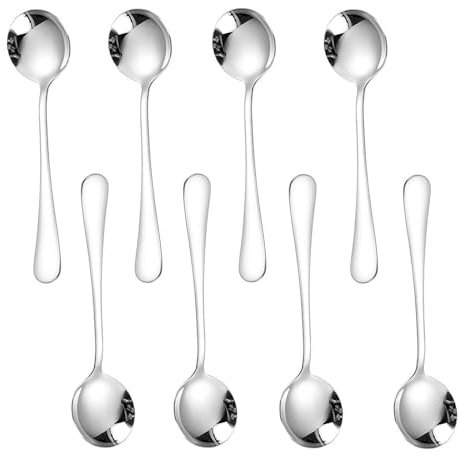 JEOPKO Tea Spoons, Set of 8pcs Stainless Steel Teaspoons, Latte Spoons,Stainless Coffee Spoons Spoon Ideal Coffee, Espresso, Hot Chocolate, Desserts & Ice Cream– 14cm / 5.5 inch (Silver)