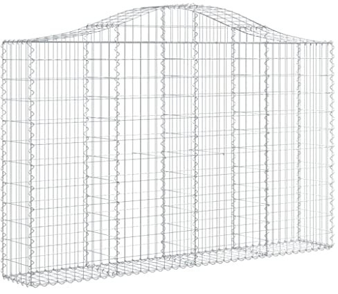 vidaXL Gabione mit Hochbogen 200x30x120/140 cm Verzinktes Eisen