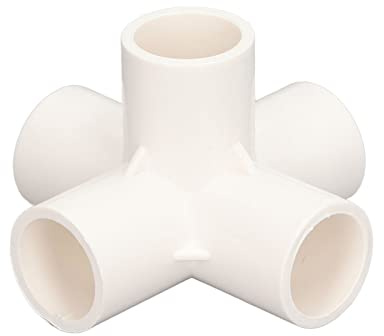 Naroote PVC-Rohrverschraubung, 5-Wege, PVC-Winkelverbinder, 10 Stück, 20 mm, Hochglanz-Finish, Weiß