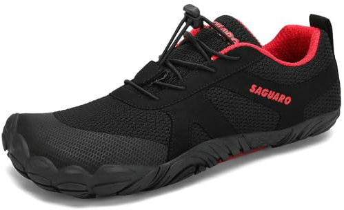 SAGUARO Unisex barfotaskor, mjuka lätta halkfria träningsskor, löparskor, andas, bärbara, utomhus och inomhus, Svart sot, 44 EU