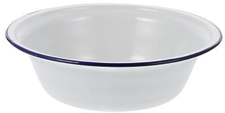 Kichvoe 7.87In Thickened Retro Enamel Basin Bowl - Multipurpose Kitchen Washbasin for Soup Vegetables Mixing & Salad Preparation
