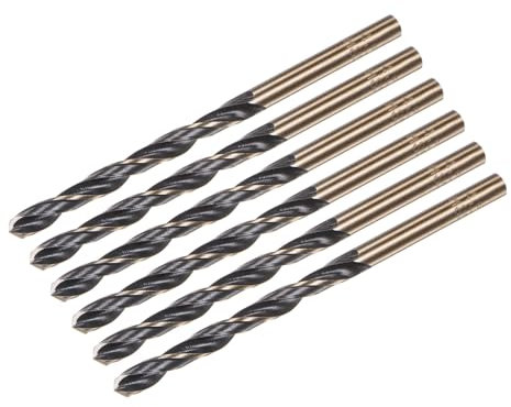 sourcing map 6pcs Jobber Drill Bits 4.5mm (0.177) Black Nitride & Gold Titanium Coated M2 High Speed Steel (HSS) Twist Drill Bits for Stainless Steel Aluminum Alloy Metal