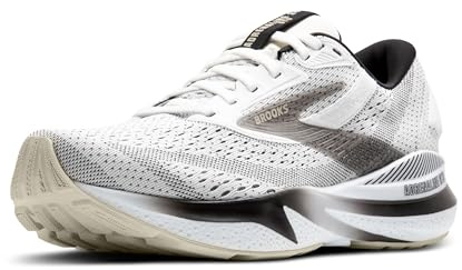 Brooks Adrenaline GTS 24 Stützender Laufschuh für Herren, Weiß/Schwarz/Pelikan, 44 EU