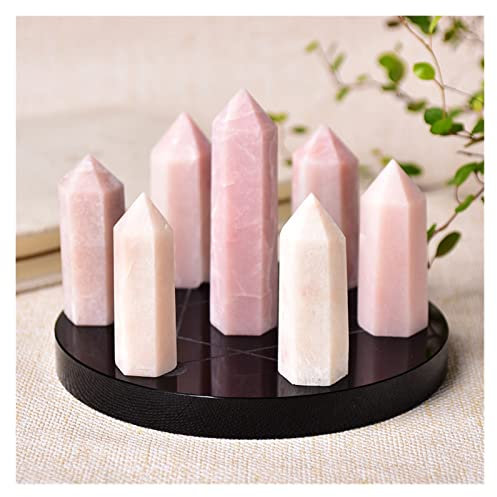 AUOQKQUT 1 Ensemble Sept étoiles Plaque Cristal Naturel Point Pierre Pierre obélisque Magique 12cm piédestal décor à la Maison décoration d'intérieur(Color:Pink Opal,Size:Obsidian Base)