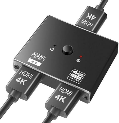 INF Commutateur HDMI 2.0 2 entrées 1 Sortie Répartiteur HDMI 4K 1 entrée 2 Sorties, Haute résolution et taux de rafraîchissement offrant Une Bonne Dissipation Thermique, 12x6x2 cm, Noir