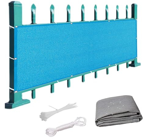 Balcony Privacy Screen 100 x 650 cm(39 x 256inch) Wind and UV Protection Balcony Cover for Shade Railing Shield Mesh with Cable Ties for Backyard Deck Balcony, Blue