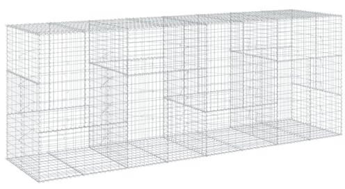 vidaXL Gabionkorg med skydd 400x100x150 cm galvaniserat järn, gabionkorg, stenmur, gabionmur, gabionkorgar, stenmurar, gabinmurar, gabionvägg