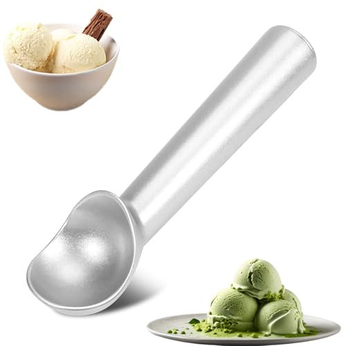 Fizzix Aluminum Ice Cream Scoop, 7-Inch One-Piece Design Non-Stick Cookie Scoop (Silver)