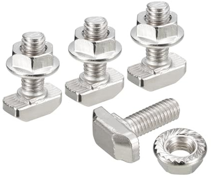 QUARKZMAN M6x16mm T-Nut und M6 Sechskantflanschmuttern-Set, 30 Sets Hammerkopf-T-Bolzen T-Form-Stud-Schiebeschraube für 30er Aluminiumprofil